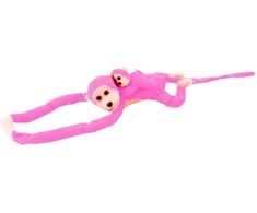 Lean Toys Pliušinis žaislas - rožinė beždžionė su mažyliu, 70 cm
