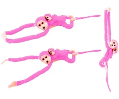 Lean Toys Pliušinis žaislas - rožinė beždžionė su mažyliu, 90 cm