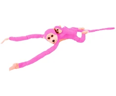 Lean Toys Pliušinis žaislas - rožinė beždžionė su mažyliu, 90 cm