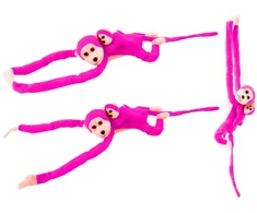 Lean Toys Pliušinis žaislas - rožinė beždžionė su mažyliu, 90 cm