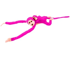 Lean Toys Pliušinis žaislas - rožinė beždžionė su mažyliu, 90 cm