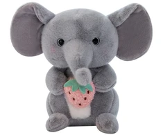 Lean Toys Pliušinis žaislas - drambliukas su braške, 23 cm
