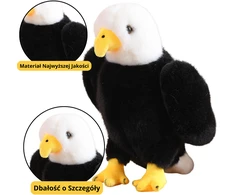 Lean Toys Pliušinis erelis 25 cm, juodai baltas