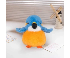 Lean Toys Pliušinis žaislas - mėlynos ir oranžinės spalvos paukštelis, 12 cm
