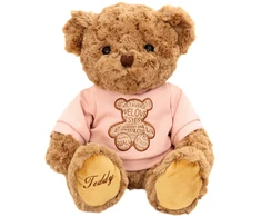 Lean Toys Pliušinis žaislas - meškiukas su rožiniais marškinėliais, 30 cm