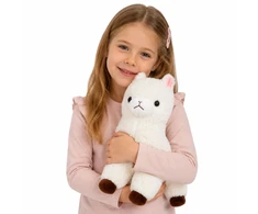 Lean Toys Pliušinė alpaka, balta su rudais akcentais, 38 × 26 × 15 cm