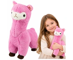 Lean Toys Pliušinis žaislas alpaka, rožinis su rudais akcentais, 38 × 26 × 15 cm