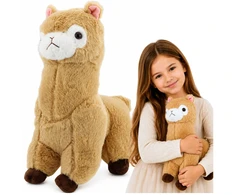 Lean Toys Pliušinis žaislas alpaka, kreminė su rudais akcentais, 38 × 26 × 15 cm
