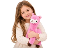 Lean Toys Pliušinis žaislas alpaka, rožinis su rudais akcentais, 38 × 26 × 15 cm