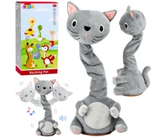Lean Toys Plush Dancing Cat Interactive Toy Musical Sounds Mascot Gray