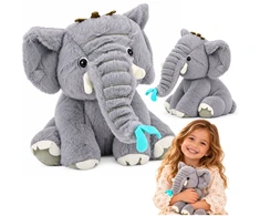 Lean Toys Pluszowy Słonik Z Koroną Przytulanka Maskotka Miękki Pilka 26 cm