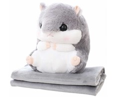Lean Toys Pliušinis žaislas žiurkėnas su pledu ir rankų šildytuvu 3-in-1, 35 cm