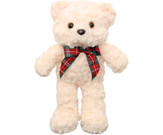 Lean Toys Pliušinis meškiukas su kaspinu, baltas, 30 cm