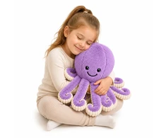 Lean Toys Pliušinis aštuonkojis su tampriais čiuptuvais, violetinis, 50 x 30 x 30 cm