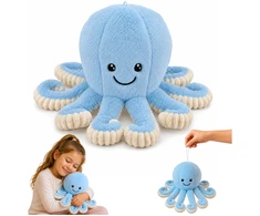 Lean Toys Pliušinis aštuonkojis su tampriais čiuptuvais, mėlynas, 30 × 20 × 20 cm