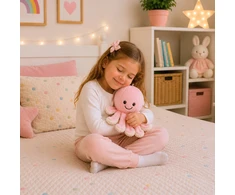 Lean Toys Pliušinis aštuonkojis su tampriais čiuptuvais, rožinis, 30 x 20 x 20 cm