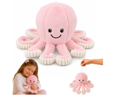Lean Toys Pliušinis aštuonkojis su tampriais čiuptuvais, rožinis, 30 x 20 x 20 cm