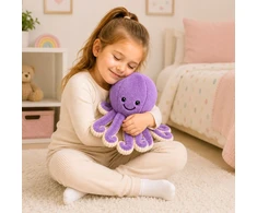 Lean Toys Pliušinis aštuonkojis su tampriais čiuptuvais, violetinis, 30 x 20 x 20 cm