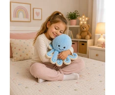 Lean Toys Pliušinis aštuonkojis su tampriais čiuptuvais, mėlynas, 50 × 30 × 30 cm