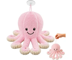 Lean Toys Pliušinis aštuonkojis su tampriais čiuptuvais, rožinis, 16 x 10 x 10 cm
