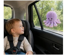 Lean Toys Pliušinis aštuonkojis su tampriais čiuptuvais, violetinis, 16 × 10 × 10 cm