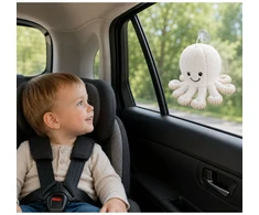 Lean Toys Pliušinis aštuonkojis su siurbtuku ir tampriais čiuptuvais, baltas, 16 × 10 × 10 cm