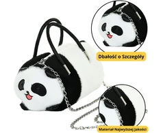 Lean Toys Pliušinė panda rankinė su metaline grandine, 20 cm