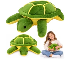 Lean Toys Pliušinis vėžlys, žalias ir geltonas, 23 × 19 × 10 cm