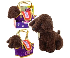 Lean Toys Pliušinis žaislas - rudas šuniukas su krepšeliu, 20 cm