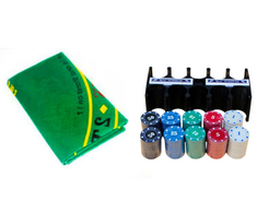 Lean Toys Pokerio rinkinys su dviem kortų kaladėmis ir žetonais