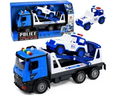 Lean Toys Police Tow Truck with Patrol Car Vehicle Set Lights Sounds Mėlyna