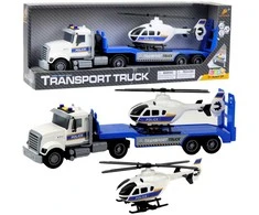Lean Toys Policijos transportavimo sunkvežimis su sraigtasparniu, 46x14x9 cm