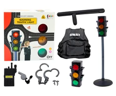 Lean Toys Policininko Rinkinys su Eismo Valdymo Signalais, 10 dalių