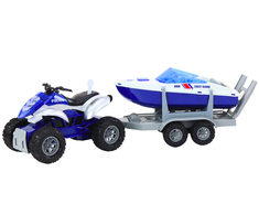 Lean Toys Policijos keturratis su priekaba ir motorine valtimi
