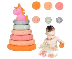 Lean Toys Jutiminė piramidė kūdikiams su vienaragiu, 18 cm