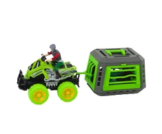 Lean Toys Visureigis keturratis su vairuotoju ir dinozauro narvu