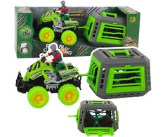 Lean Toys Visureigis keturratis su vairuotoju ir dinozauro narvu