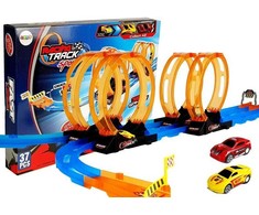 Lean Toys Lenktynių trasa vaikams, 181 cm, su 4 kilpomis ir 2 automobiliais