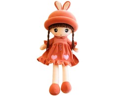 Lean Toys Plušinis lėlytė raudona suknele su kiškio ausimis 45 cm