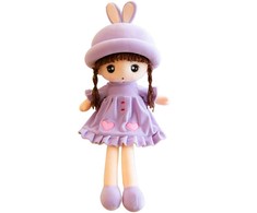 Lean Toys Plušinė lėlė violetine suknele su kiškio ausimis, 45 cm