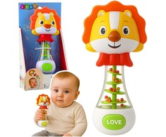 Lean Toys Žaisliukas barškutis liūtas su spalvotais kamuoliukais 17 cm
