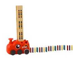 Lean Toys Raudonas Dinozauras - Baterijomis Varomas Automobilis su Domino Kaladėlėmis