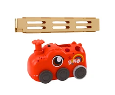 Lean Toys Raudonas Dinozauras - Baterijomis Varomas Automobilis su Domino Kaladėlėmis