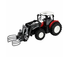 Lean Toys RC Raudona Remote Controlled Agricultural Tractor with Bale Gripper 1:24