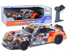 Lean Toys Nuotoliniu būdu valdomas automobilis 1:18 su guminiais ratais, oranžinis