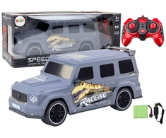 Lean Toys Nuotolinio valdymo automobilis su dinozauru, 1:10 mastelis, pilkas
