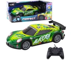 Lean Toys Nuotoliniu būdu valdomas lenktyninis automobilis su šviečiančiu korpusu 27MHz