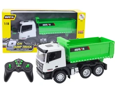 Lean Toys Nuotoliniu būdu valdomas RC sunkvežimis savivartis 1:18, žalias
