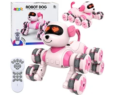 Lean Toys Pies Robot Zdalnie Sterowany RC 8 Kół Drift 360° Akrobacje Rožinė