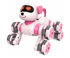 Lean Toys Pies Robot Zdalnie Sterowany RC 8 Kół Drift 360° Akrobacje Rožinė